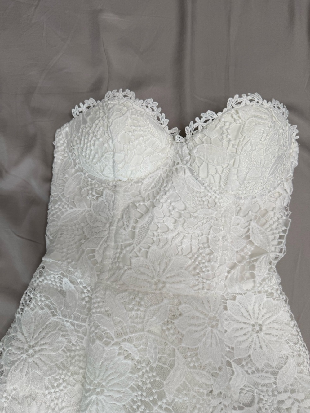 White Floral Lace Midi Dress with Corset - Picture 3 of 6